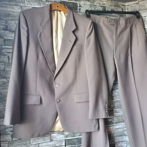 NINO CERRUTI Mens Gray Classic Fit Wool Pleated 2 Pc Suit 41L Jacket 38x31 Pant